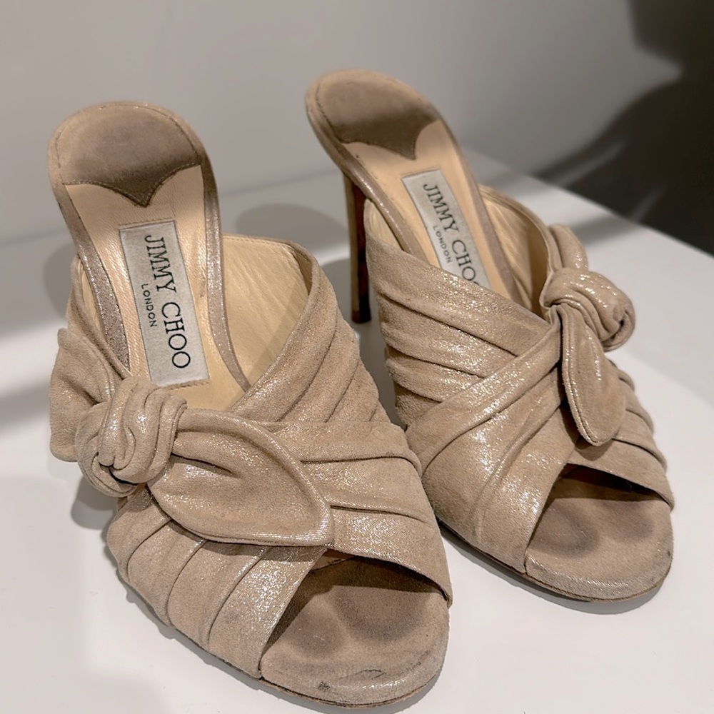 Jimmy Choo Beige Shimmer Heels